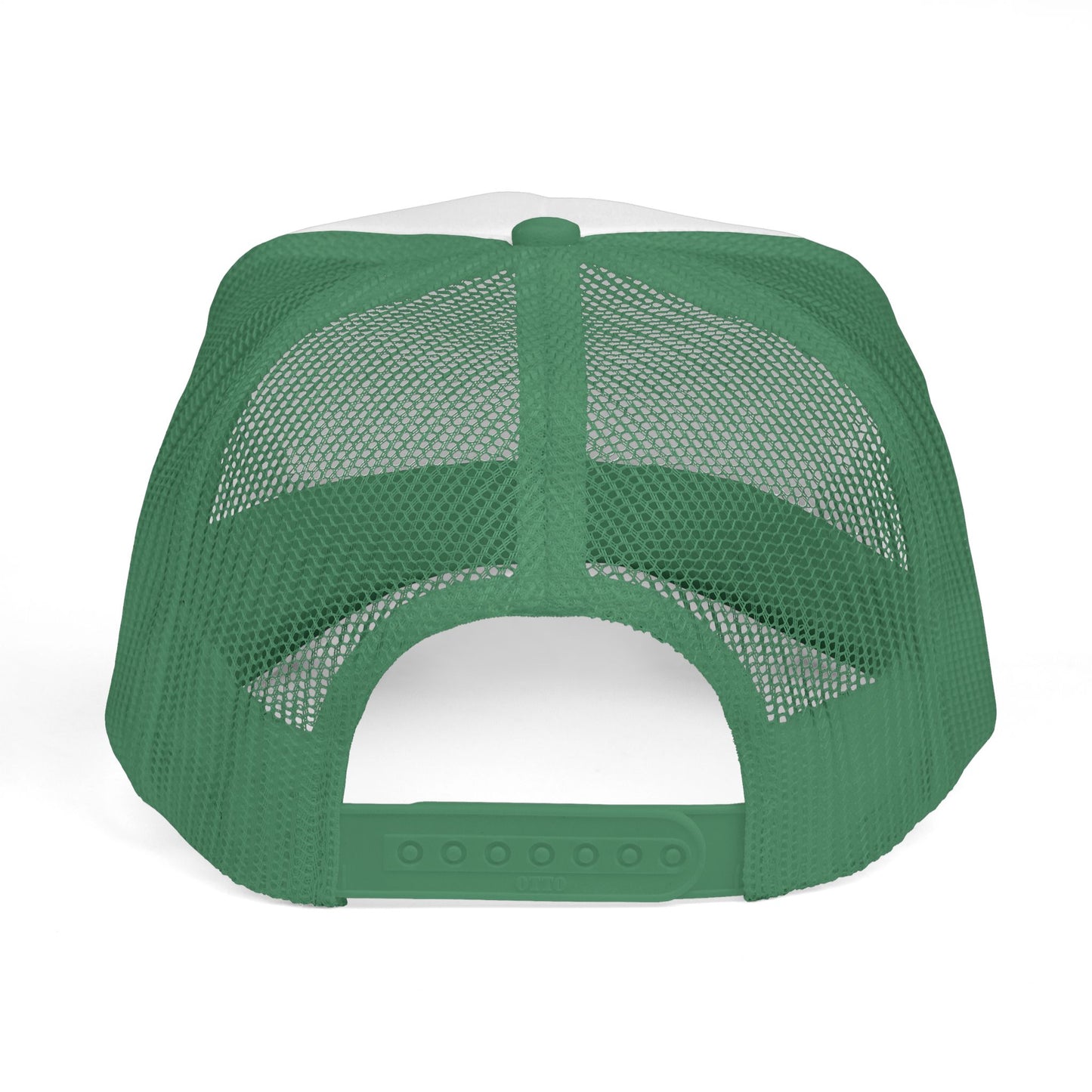 Green mesh back cap on a white background