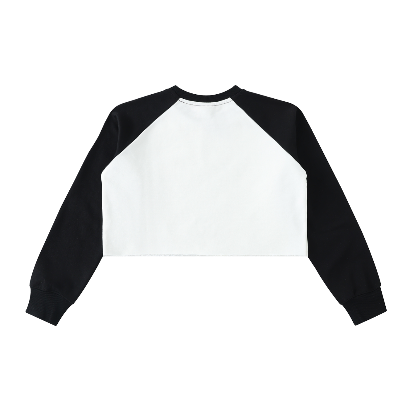Beige with Black GirliePop Raw-Hem Color-Block Raglan Crop Sweatshirt - SGP