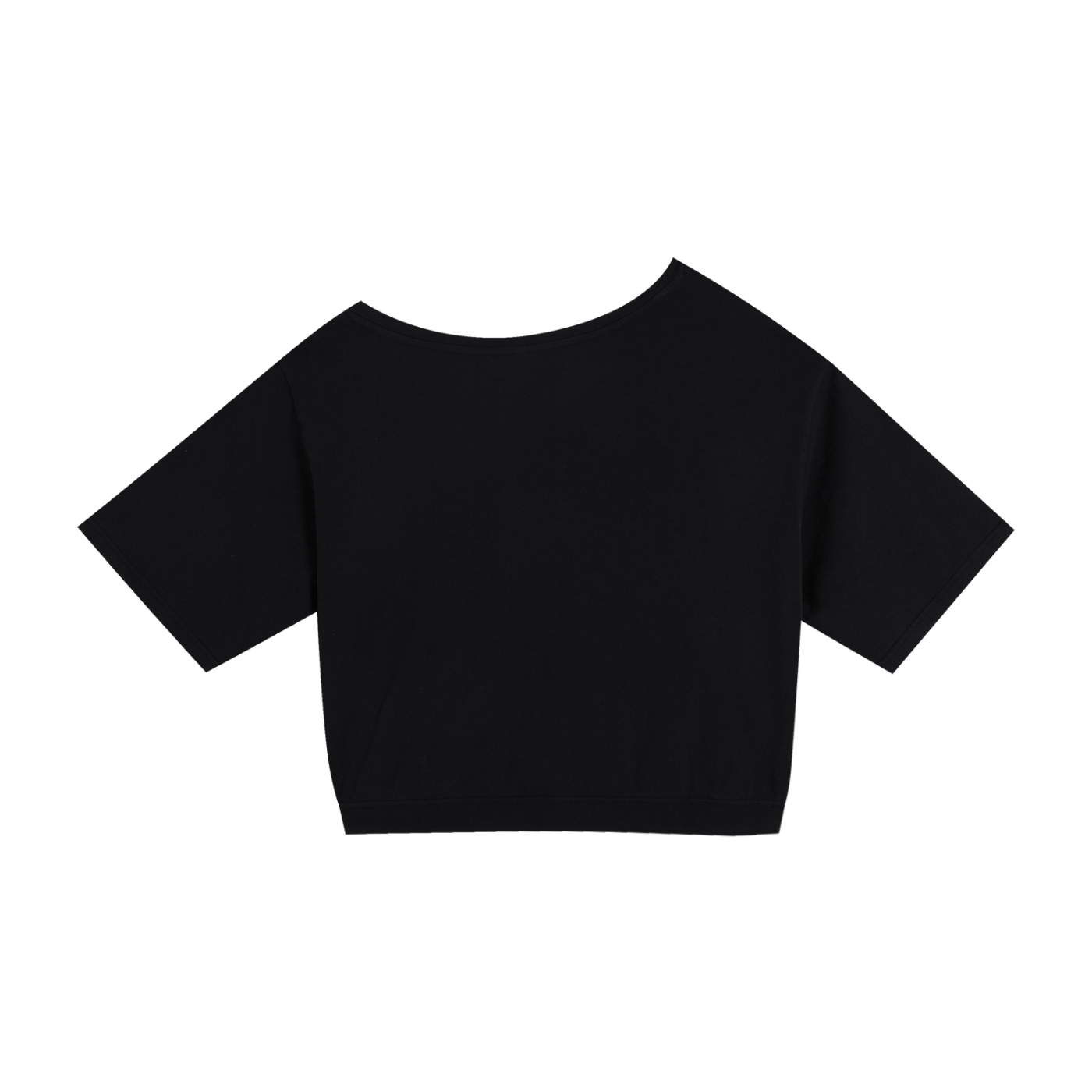 Black GirliePop Asymmetric Shoulder Oversized Cotton T-Shirt - Varsity