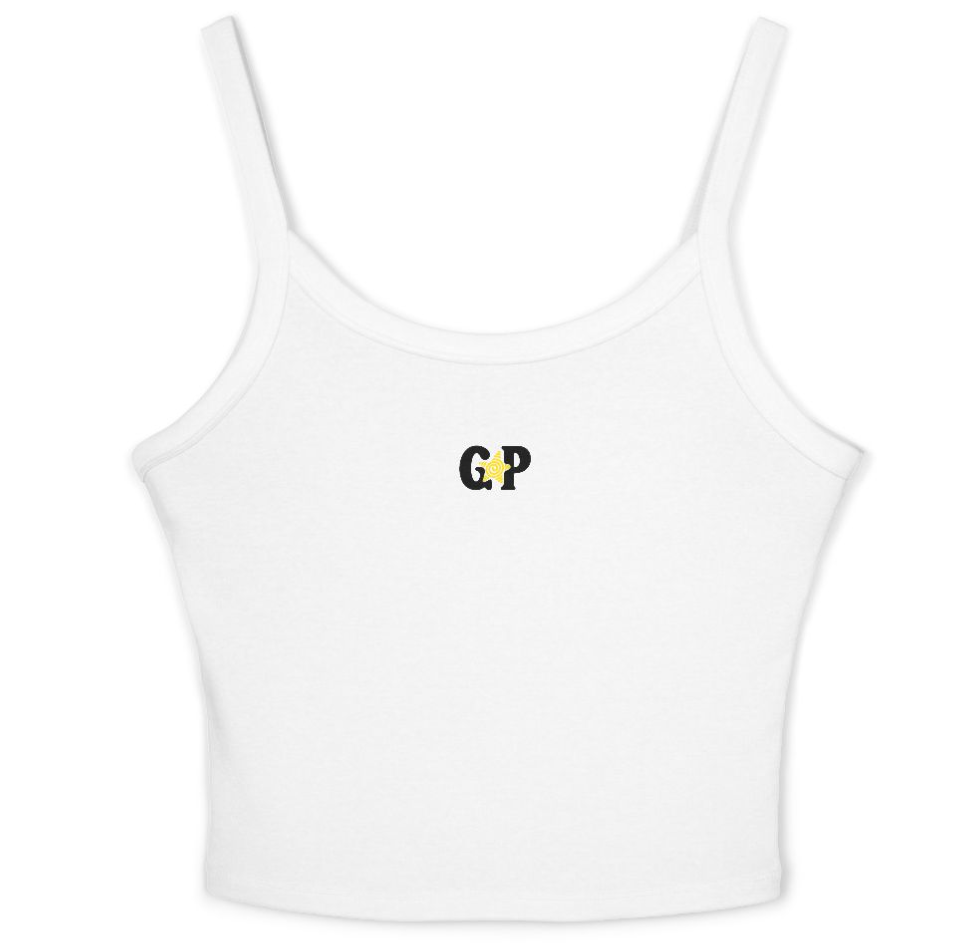 White GirliePop Thin Strap Tank - Yellow Star