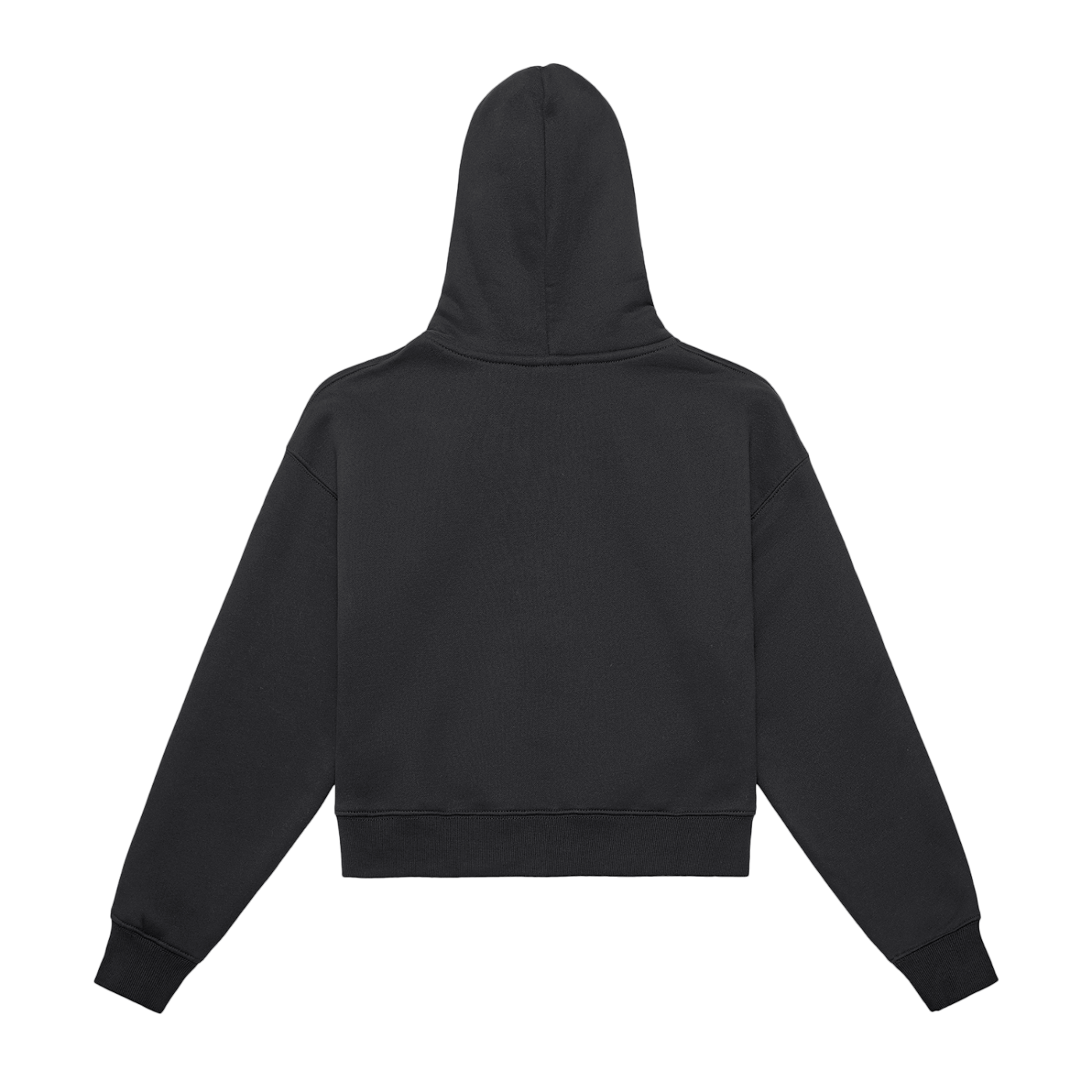 Black GirliePop Fleeced Zip-Up Cropped Hoodie