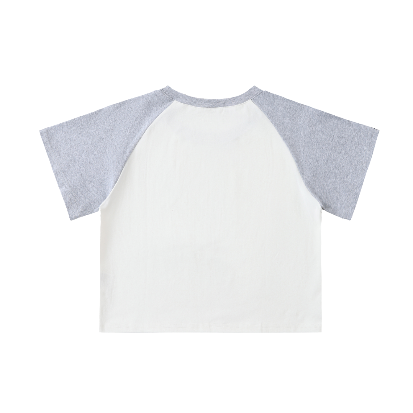 White with Gray GirliePop Color-Blocked Raglan Sleeve Crop Top - SGP
