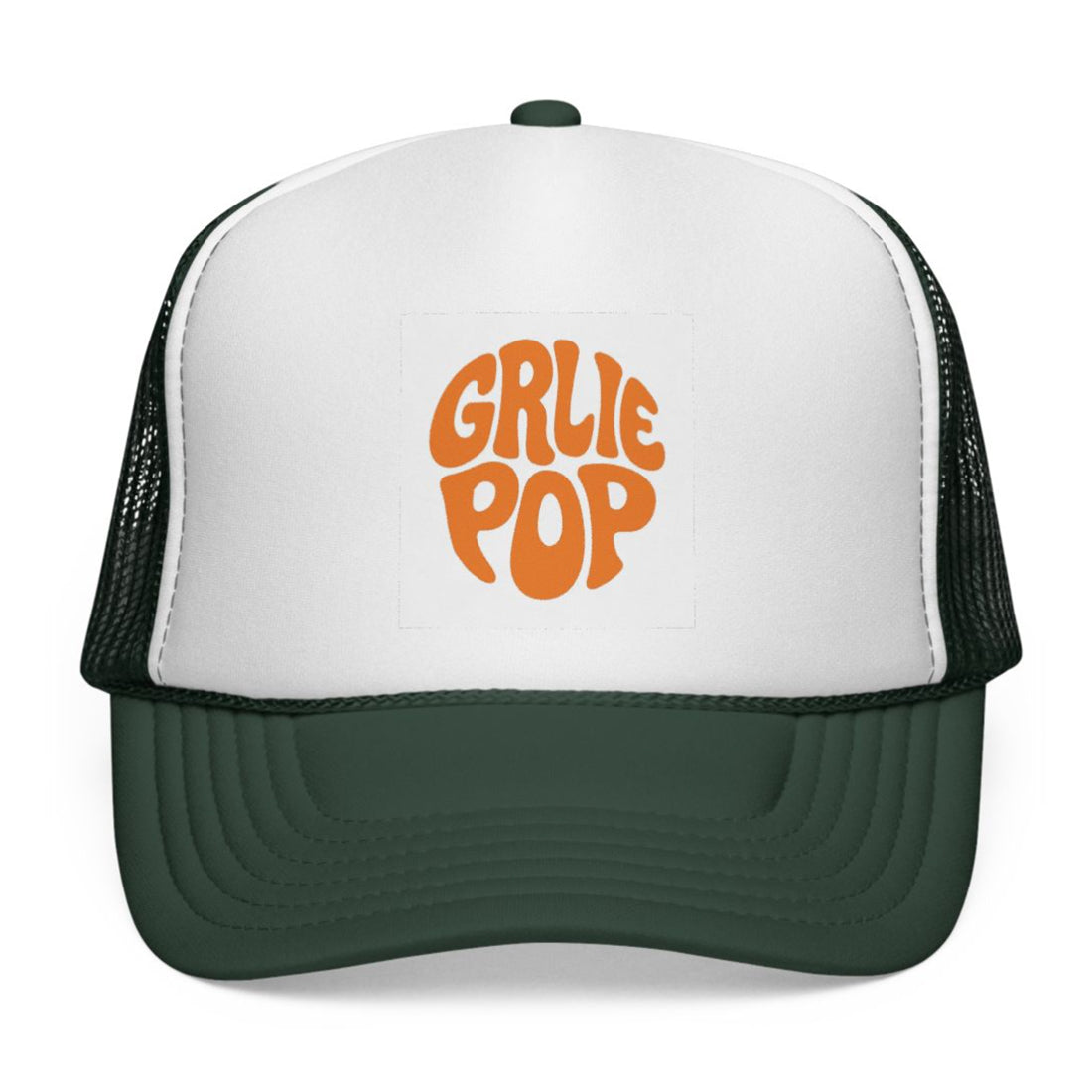 Green GirliePop Cap - Orange Groovy Print