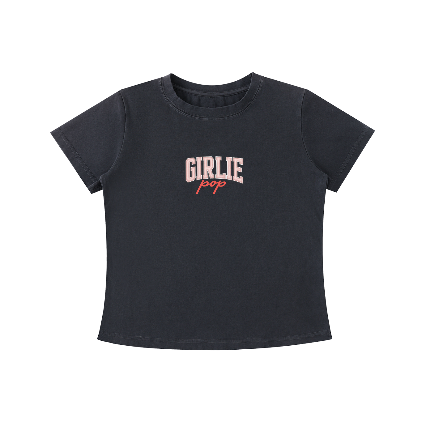 Black GirliePop Vintage Wash Slim Fit T-shirt