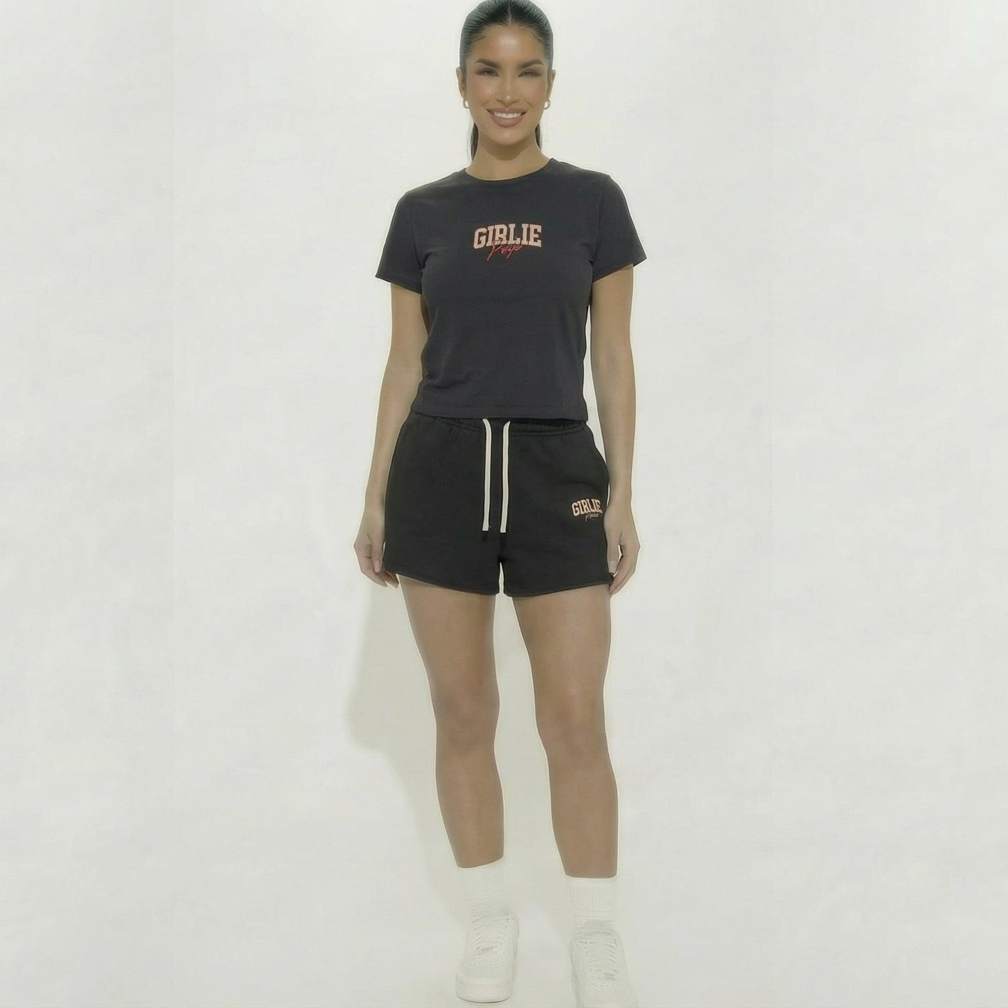 Black GirliePop Essential Fleece Sweatshorts