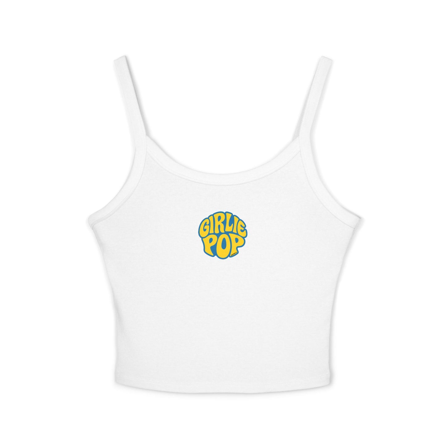 White GirliePop Thin Strap Tank - Original Print