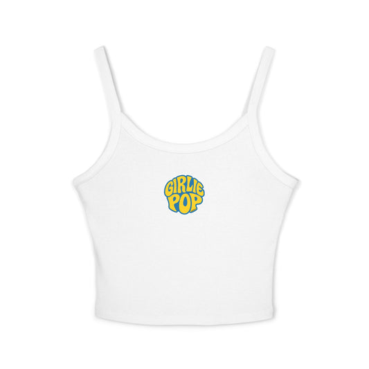 White GirliePop Thin Strap Tank - Original Print