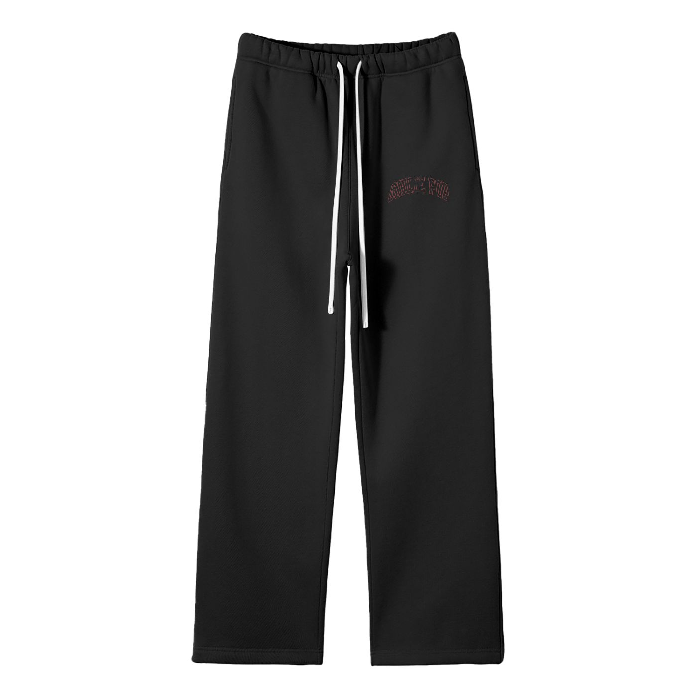 Black GirliePop Unisex Fleece Straight Leg Pants