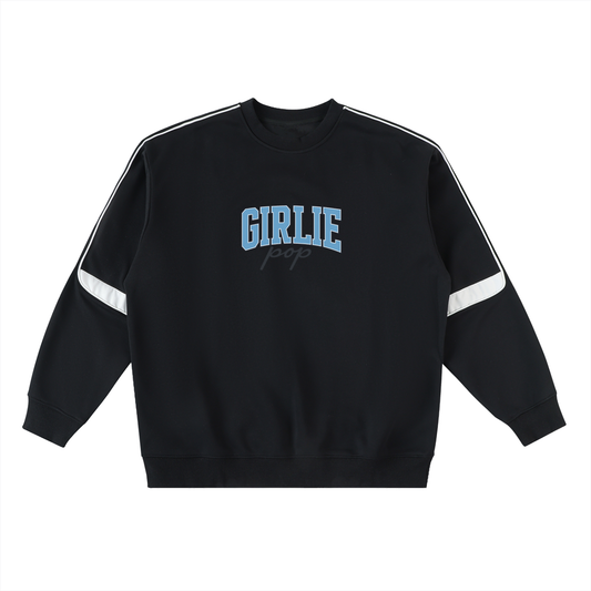 Black GirliePop Oversized Crewneck Taped Sweatshirt