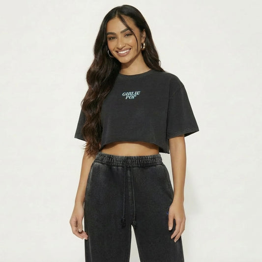 Black GirliePop Edge Crop Top