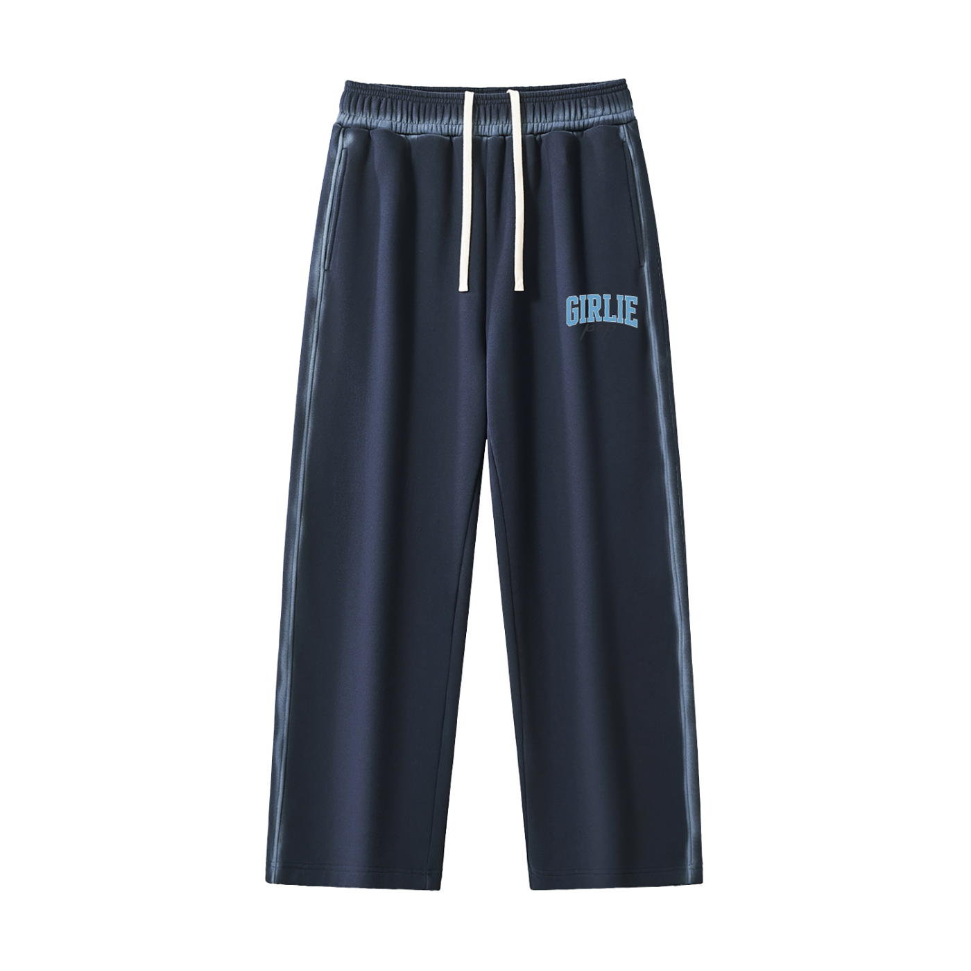 Washed Blue GirliePop Sunfaded Edge Fleece Sweatpants - Varsity