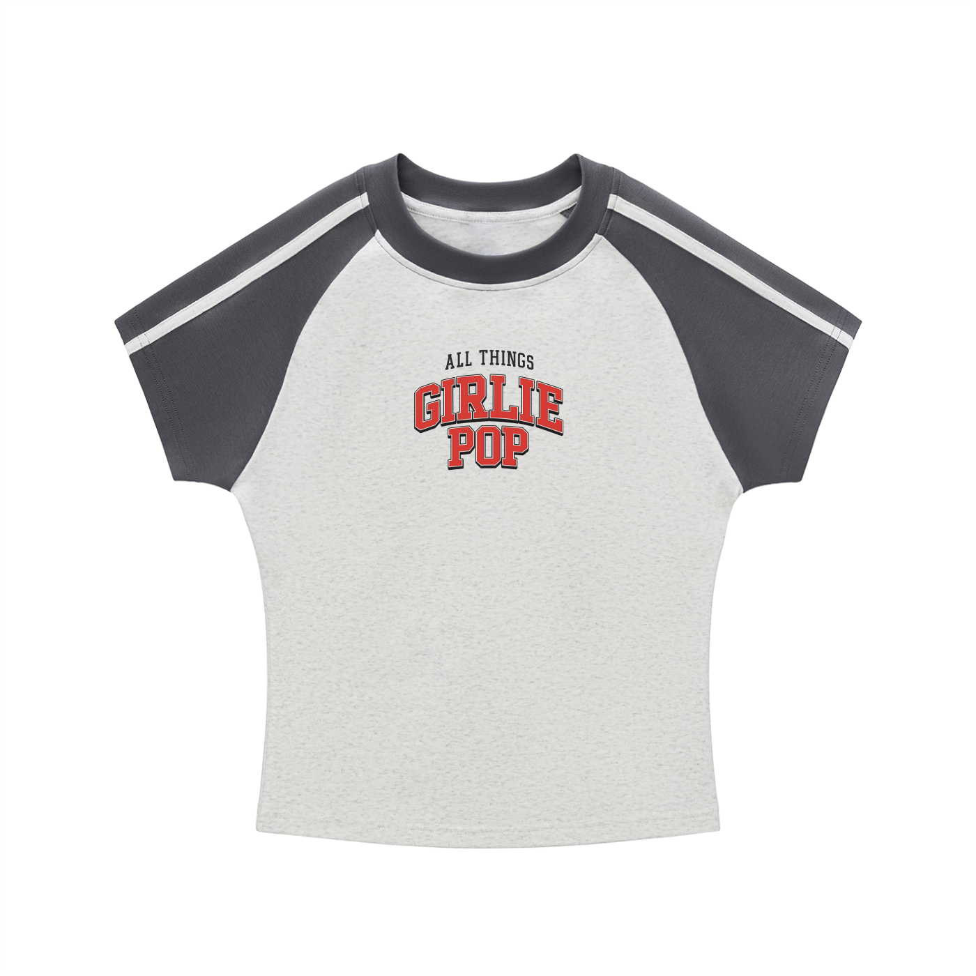 Gray GirliePop Contrast Stripes Bodycon Sleeve T-Shirt - All Things GP