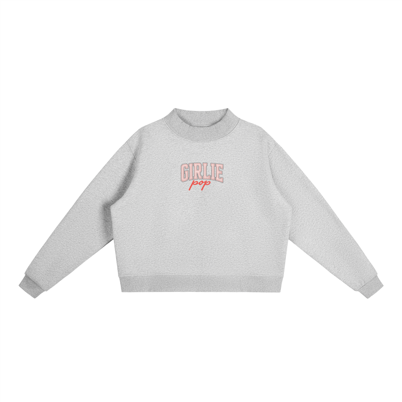 Flower Gray GirliePop Essential Fleece Mid-Neck Crew Sweatshirt