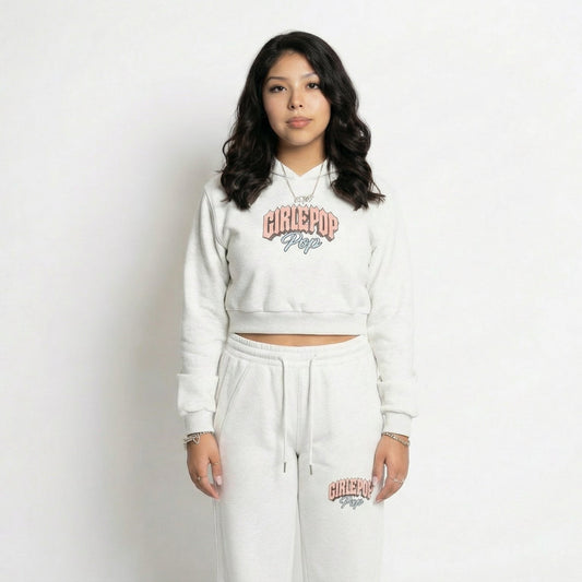 Flower Gray Essential Cropped Hoodie