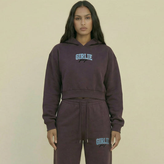 Dark Red Purple GirliePop Essential Drawstring Straight-Leg Sweatpants