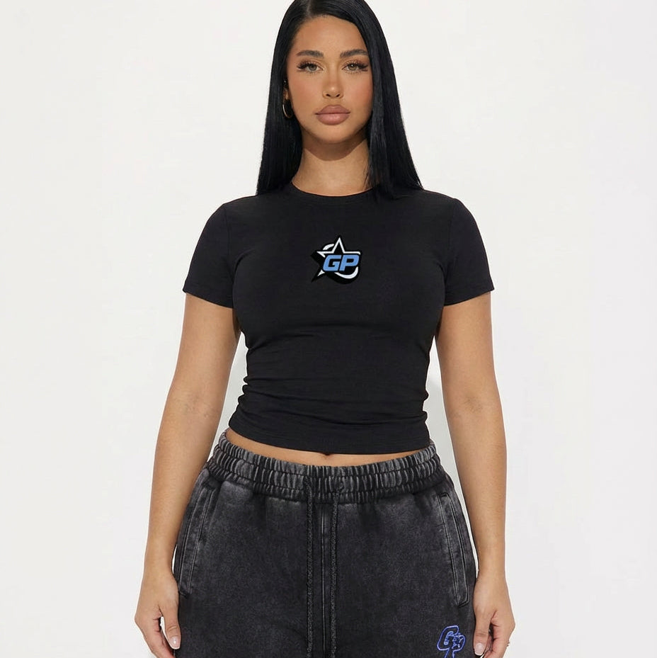 Black GirliePop Essential Bodycon Crewneck T-Shirt