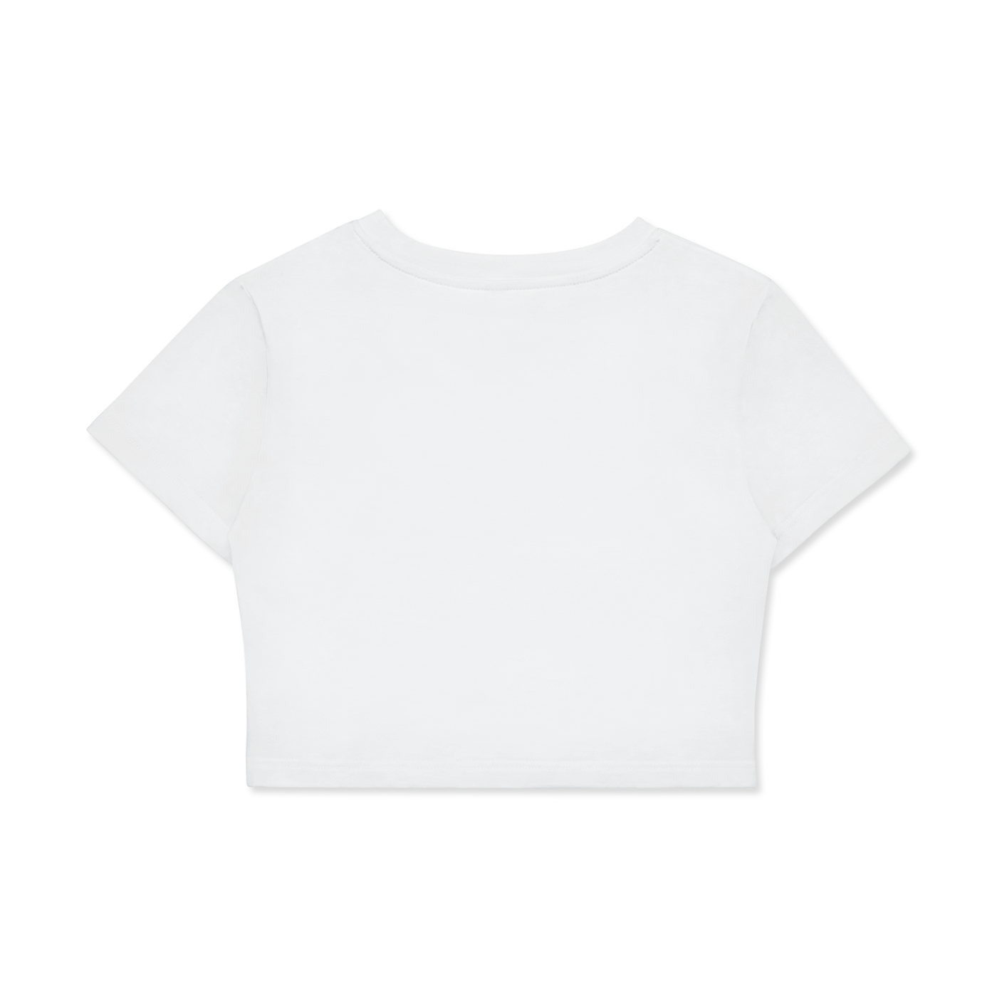 White GirliePop Fitted Crop Cotton T-Shirt