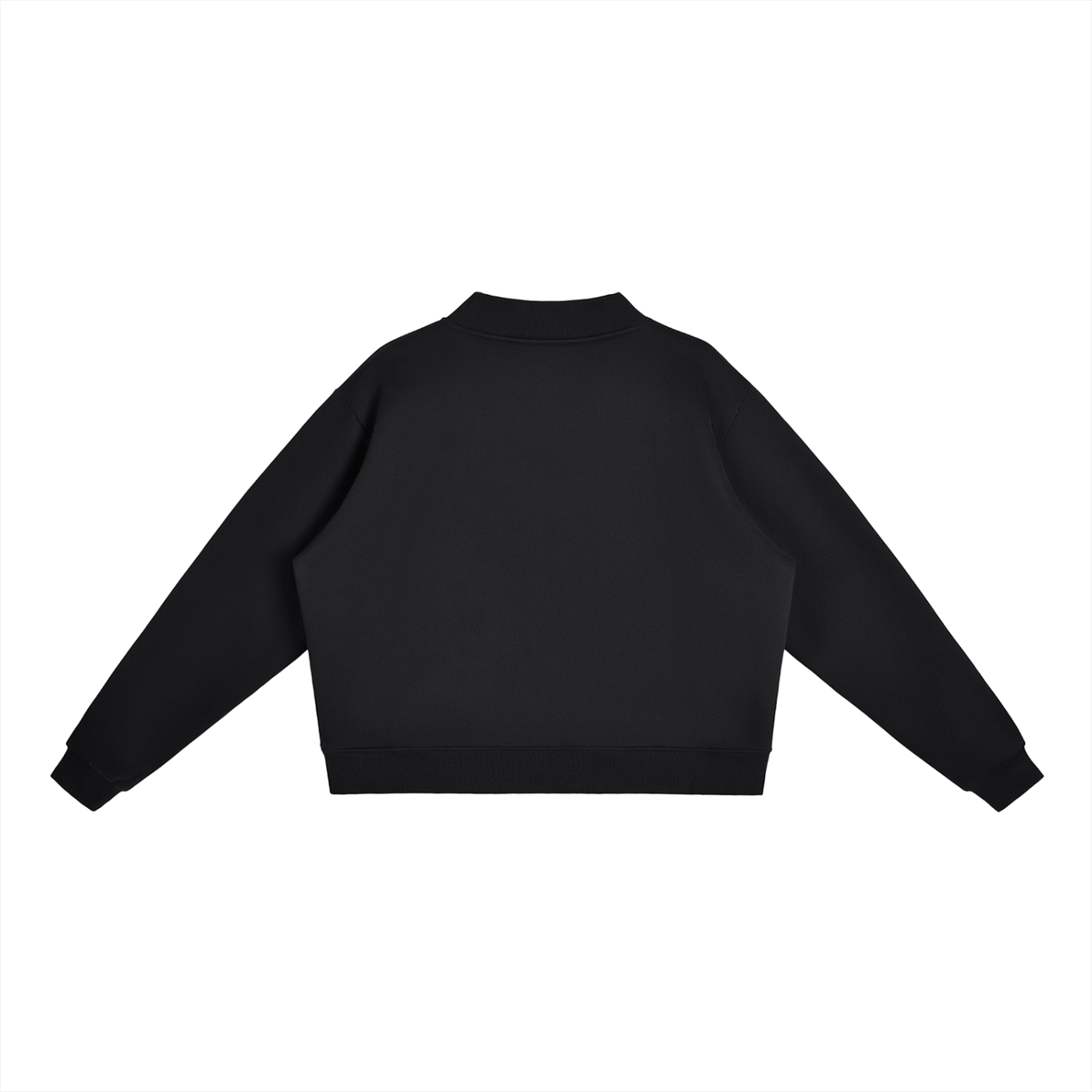 Black GirliePop Essential Fleece Mid-Neck Crew Sweatshirt