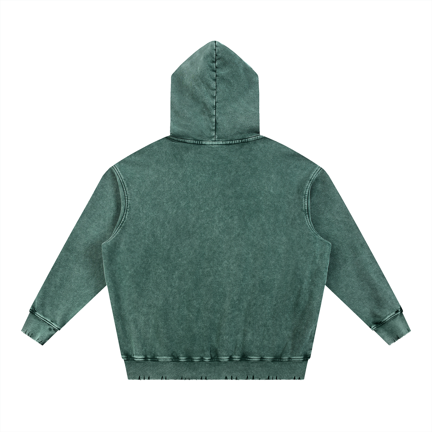 Blackish Green GirliePop Snow Wash Hand-Frayed Heavyweight  Hoodie - Varsity