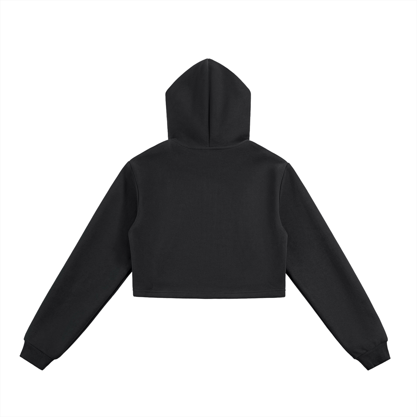 Black GirliePop Essential Cropped Zip-Up Hoodie