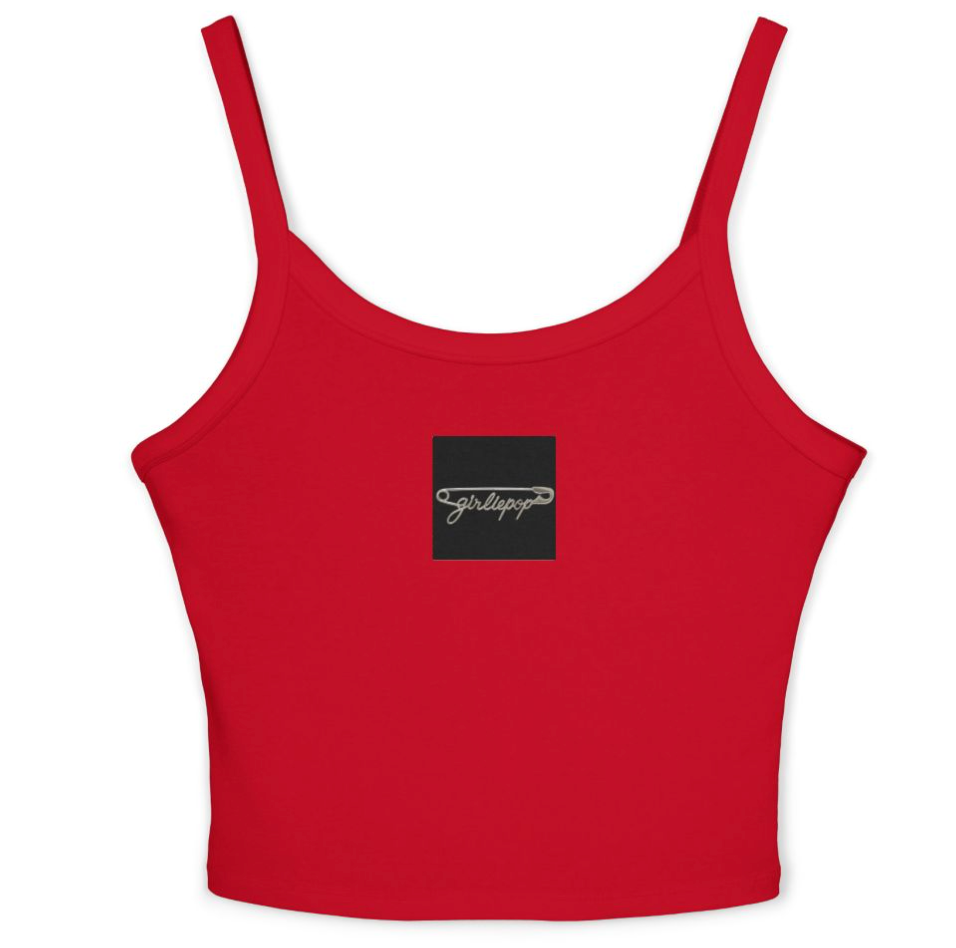 Red GirliePop Thin Strap Tank - Safety Pin