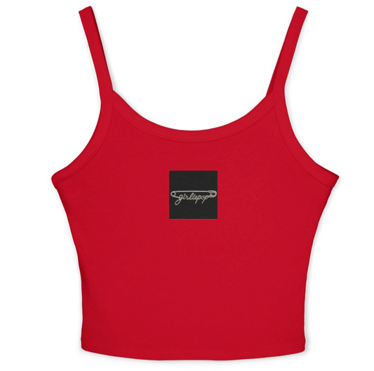 Red GirliePop Thin Strap Tank - Safety Pin