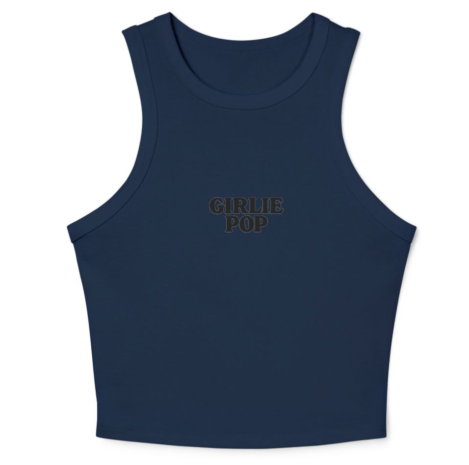 Navy Blue GirliePop Tank - Black Original Print