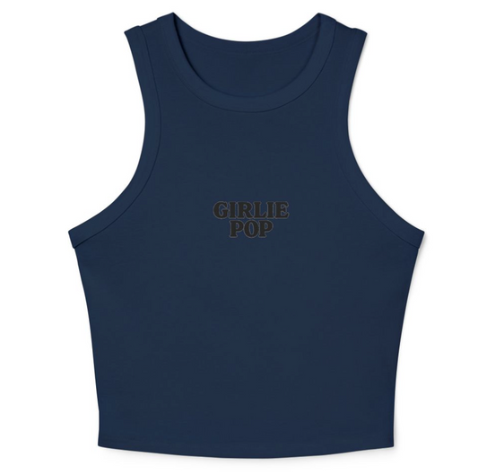 Navy Blue GirliePop Tank - Black Original Print