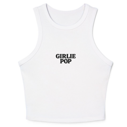 White GirliePop Tank - Black Original Print