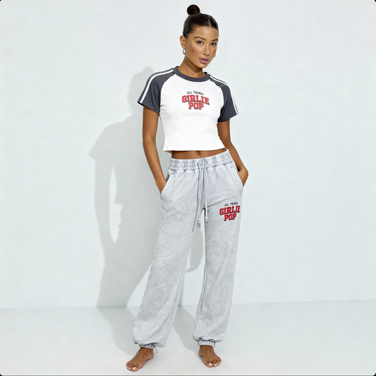 Light Gray GirliePop Snow Wash Heavyweight Jogged Sweatpants - All Things GP
