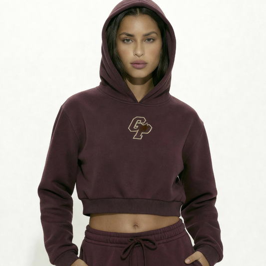 Dark Reddish Purple GirliePop Essential Cropped Hoodie - SGP