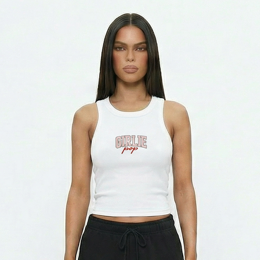 White GirliePop Tank Top - Varsity