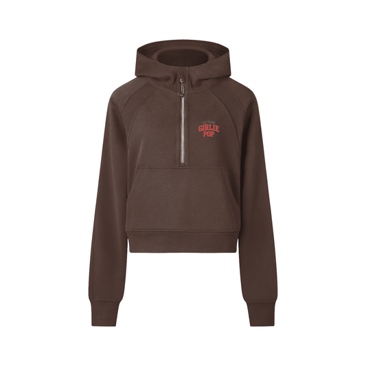 Coffee GirliePop Cropped Half-Zip Hoodie - All Things GP