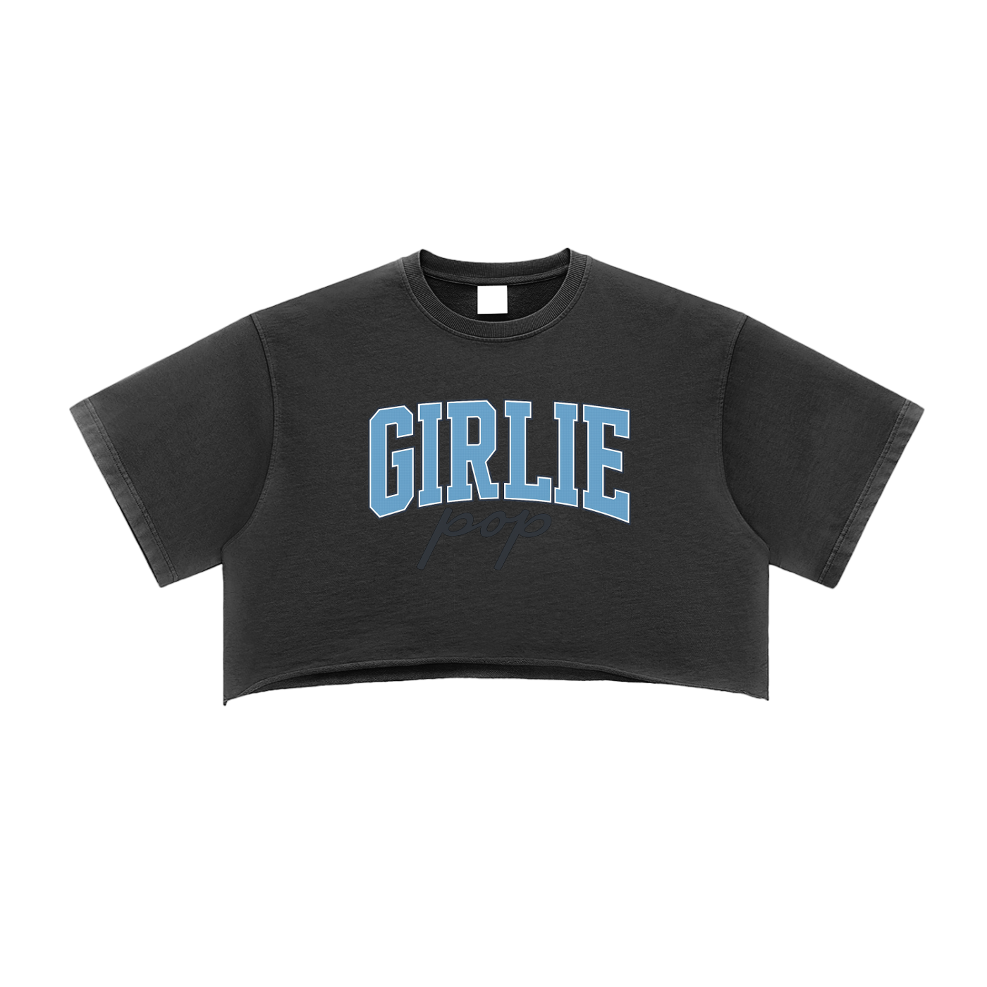 Black Washed GirliePop Crop Top - Varsity