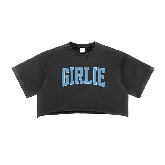 Black Washed GirliePop Crop Top - Varsity