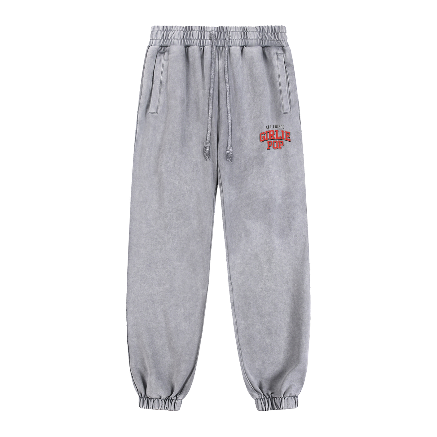 Light Gray GirliePop Snow Wash Heavyweight Jogged Sweatpants - All Things GP