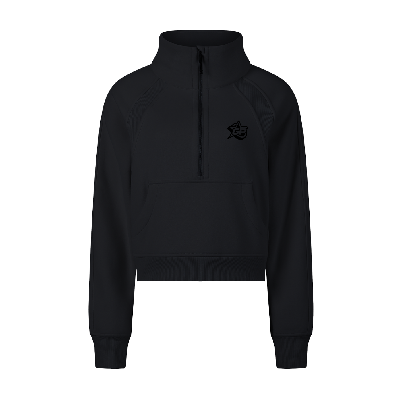 Black GirliePop Cropped Half-Zip Sweatshirt - SGP