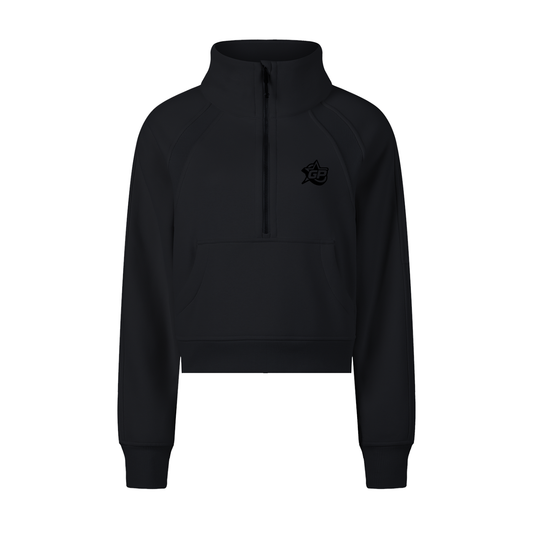 Black GirliePop Cropped Half-Zip Sweatshirt - SGP