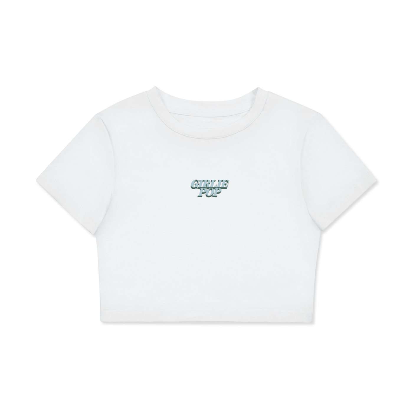 White GirliePop Fitted Crop Cotton T-Shirt