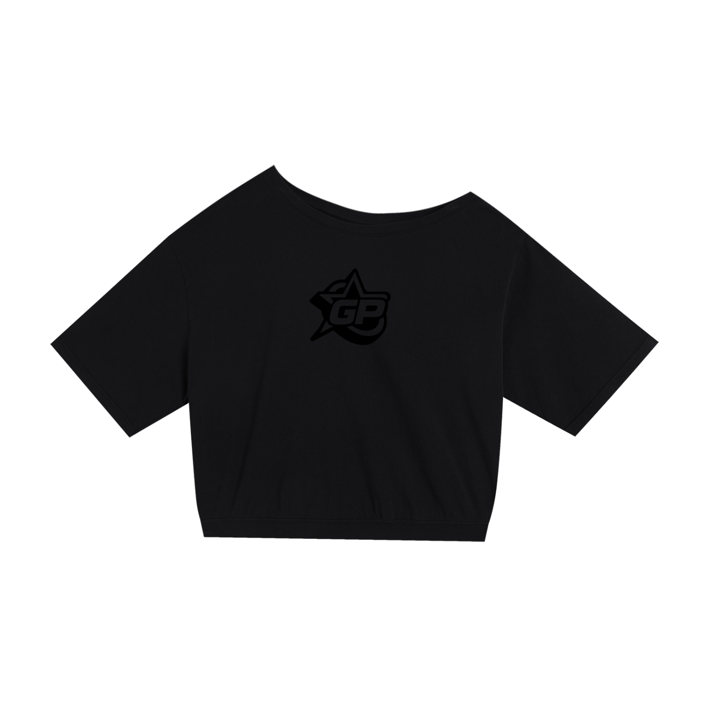 Black GirliePop Asymmetric Shoulder Oversized Cotton T-Shirt - SGP