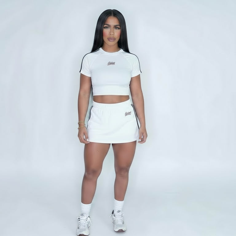 White GirliePop Cooling Performance Short Skirt