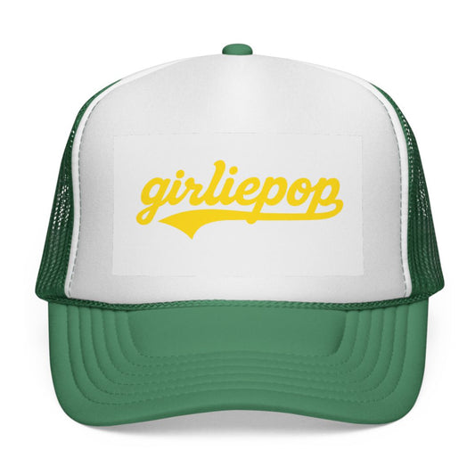 Green GirliePop Cap - Yellow Softball Print