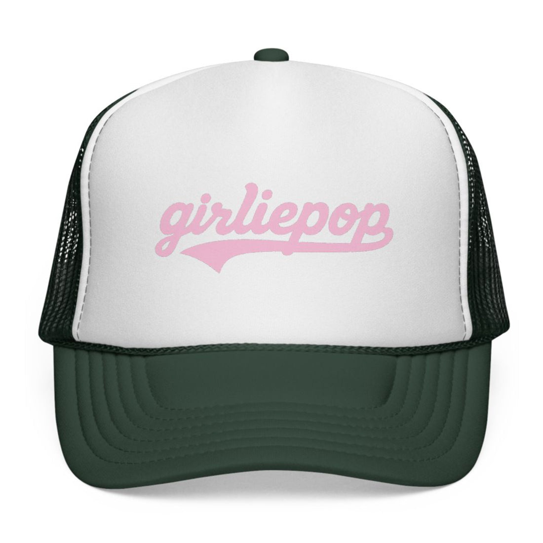 Green GirliePop Cap - Pink Softball Print