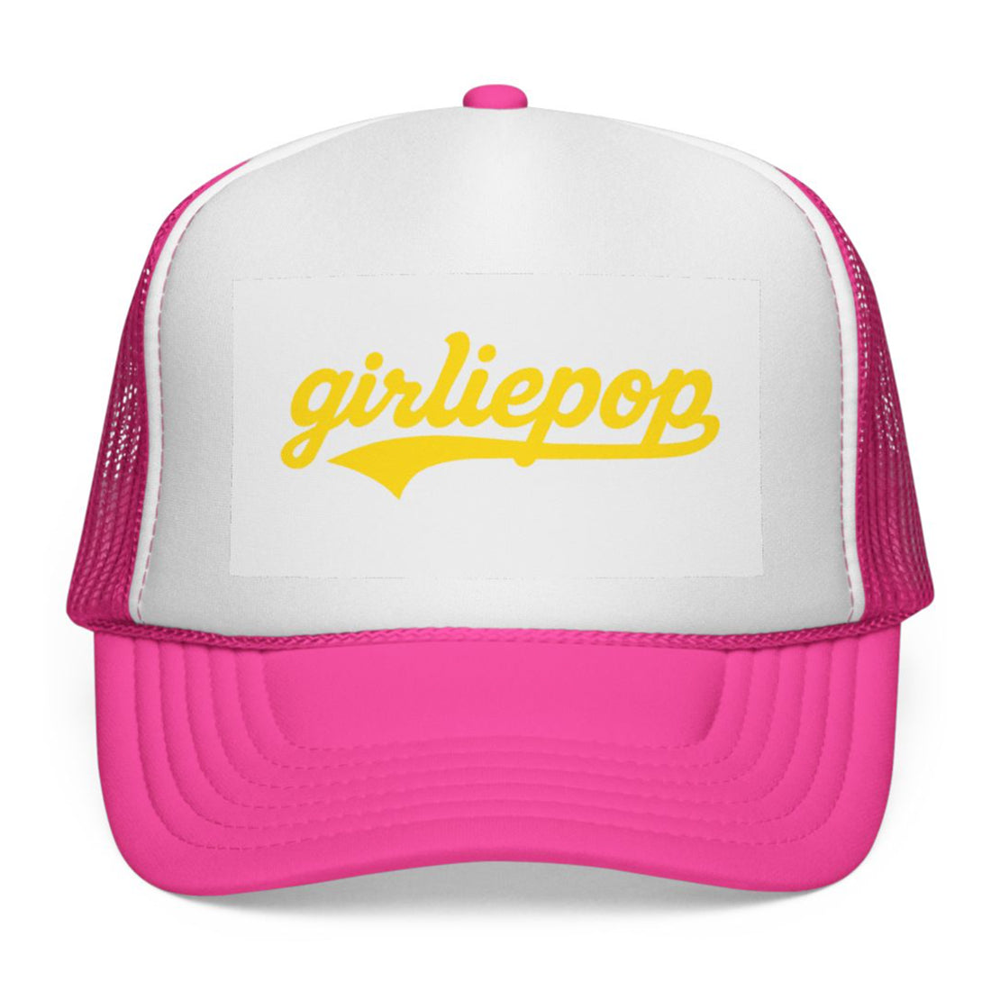 Pink GirliePop Cap - Yellow Softball Print
