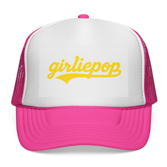Pink GirliePop Cap - Yellow Softball Print